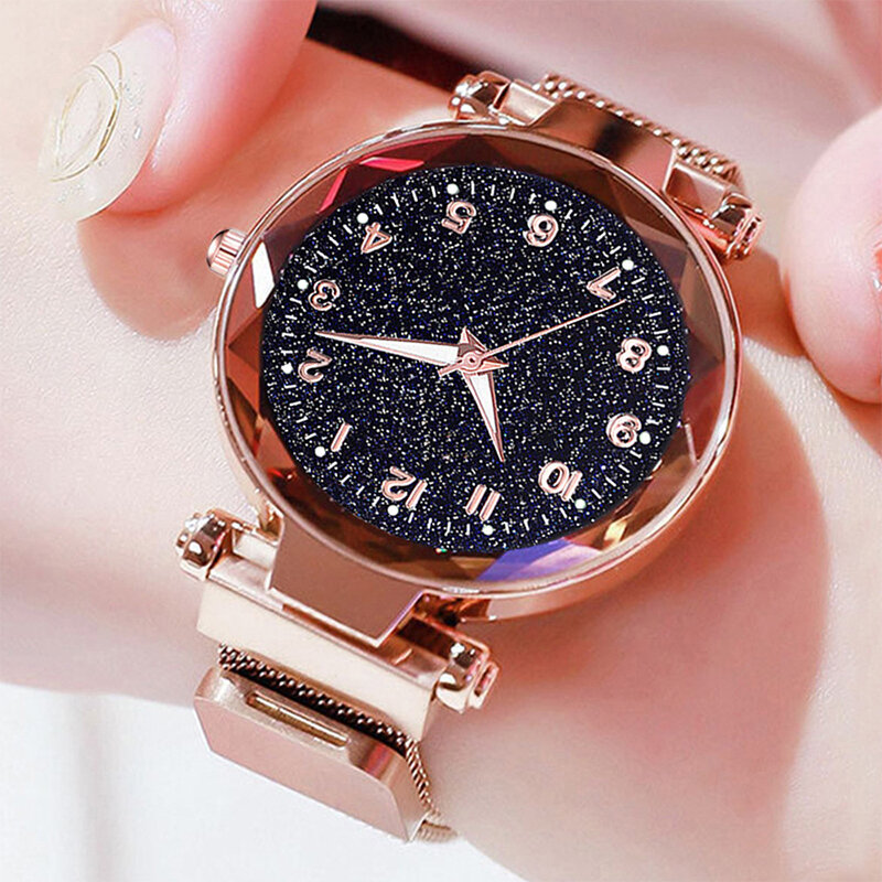 Conjunto relógio quartzo feminino, tudo em um, relógio estrela, sucção de ferro, pulseira de aço, simples e popular, versão coreana, nova moda, 2023