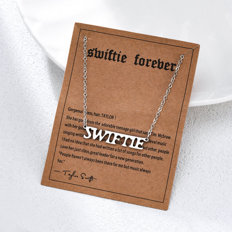 Catuni swiftie colar de aço inoxidável para mulheres, jóias simples da moda, acessórios de uso diário, presente para meninas, 2 cores