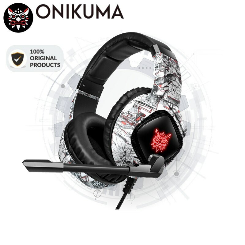 ONIKUMA K19 게임용 헤드셋 헤드폰, 유선 노이즈 캔슬링 스테레오 이어폰, 마이크 포함