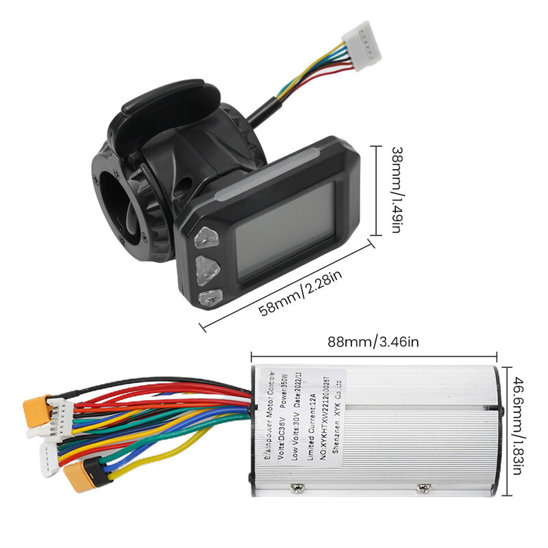 Juego de frenos con Monitor LCD para patinete eléctrico, Kit de modificación artesanal de fibra de carbono, 250W/350W, 24/36V, 5,5/6,5 pulgadas