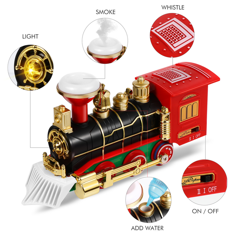 รางรถไฟของเล่นไฟฟ้าสำหรับเด็กของขวัญวันเกิดสำหรับเด็กรถไฟคริสต์มาส