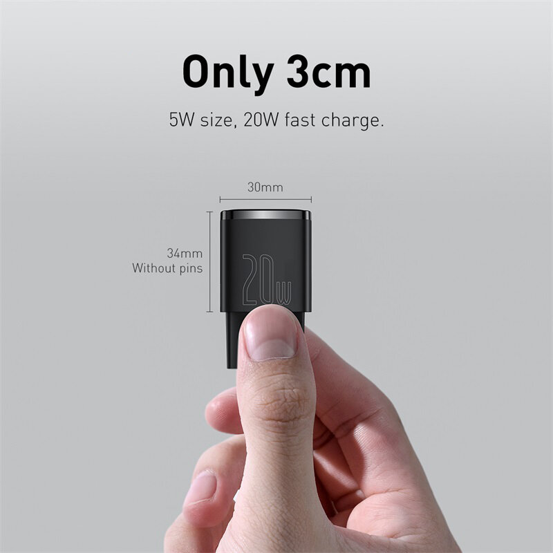 Baseus-cargador USB tipo C portátil, dispositivo de carga rápida PD, 20W, compatible con iPhone 15, 14, 13, 12, 11 Pro Max, 8 Plus
