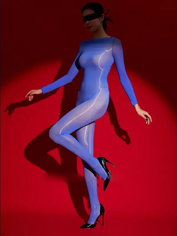 Damskie wysokie elastyczne body błyszczące gładkie elastyczny kombinezon jednoczęściowy seksowne wyszczuplające Bodystocking kobiety klub nocny rajstopy prześwitujący trykot
