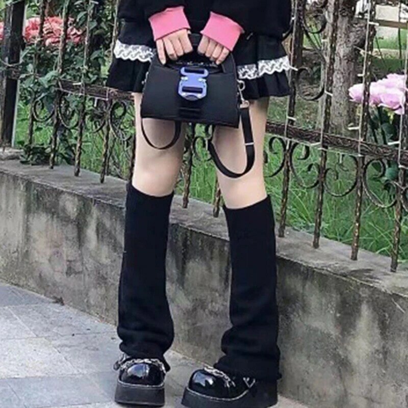 Kobiety Harajuku róg kształt Knitting nogi ciepłe Socking słodki Lolita jednolity kolor Ham skarpetki zimowe aksamitne ocieplacze stos pończochy