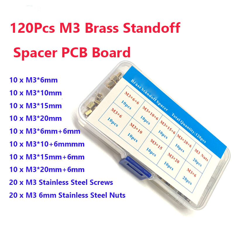 120Pcs M3 Messing Standoff Spacer PCB Board Hex Schrauben Mutter Sortiment Kit Messing Weibliche-Weibliche Spacer M3 * 6 M3 * 10