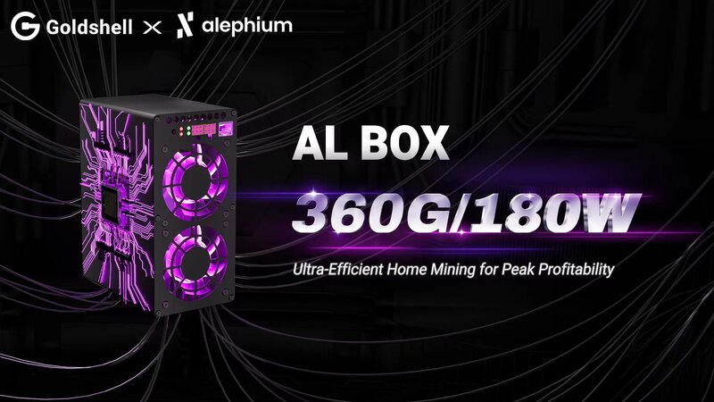 ALPH Miner Blake3 Algorithm Clephium Mining Machine, Goldshell, AL Box, 2024G, 360 W, 180