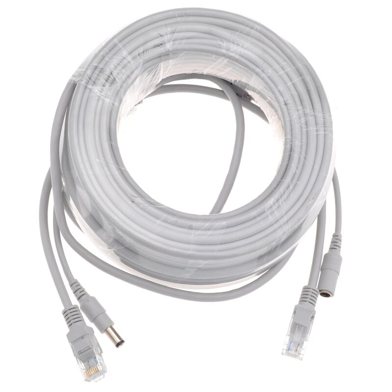 Cable Ethernet CCTV RJ45 + conector de alimentación CC, Cable LAN de red Cat5 para cámaras IP, sistema NVR, 5M/10M/20M/30M
