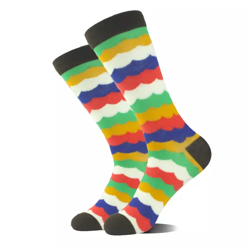 Men's European and American Fashion Cotton Mid-tube Socks Trend Animal Geometric Fruit Pattern Socks Casual Personality