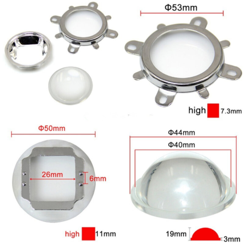 Lâmpada de chip led de alta potência 100w (branco quente/branco frio) + 90mm * 40mm radiador de calor e lente com refletor branco fixo