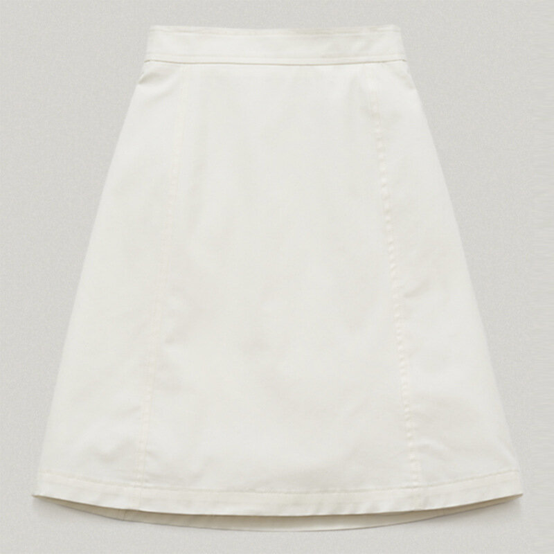 Dongdaemun-Polo à manches courtes pour femmes, demi-jupe, beige, blanc, été