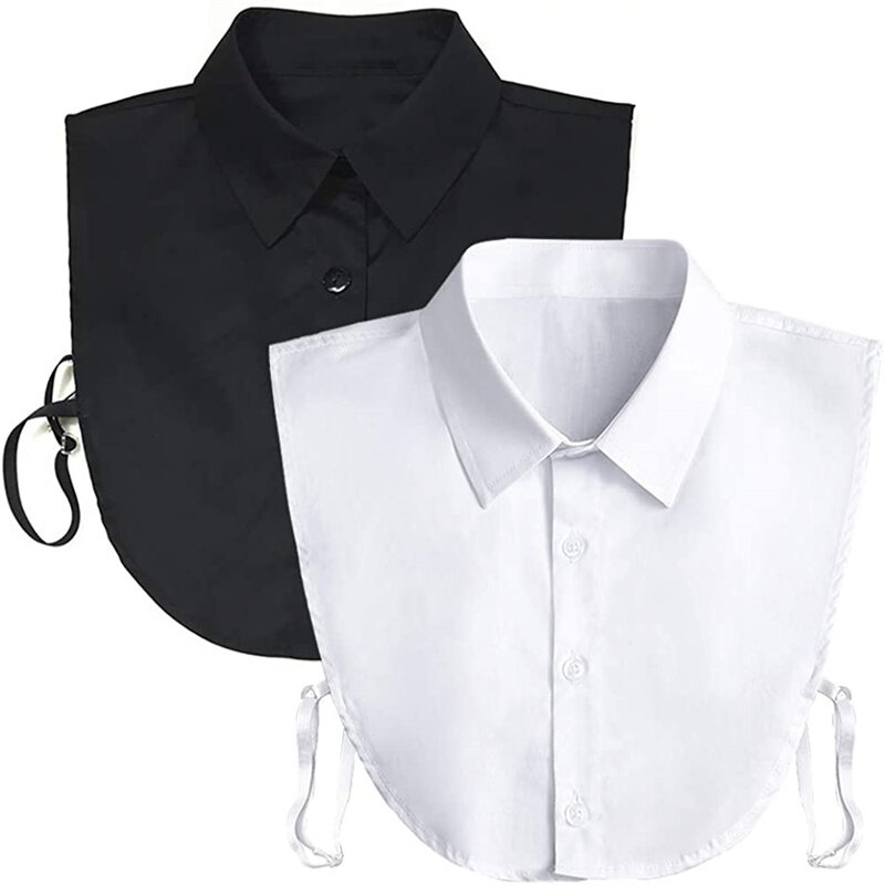 Colarinho de blusa falsa de algodão feminino, colarinho de camisa destacável, camisola colares falsos, lapela top, acessórios de decoração, 1pc