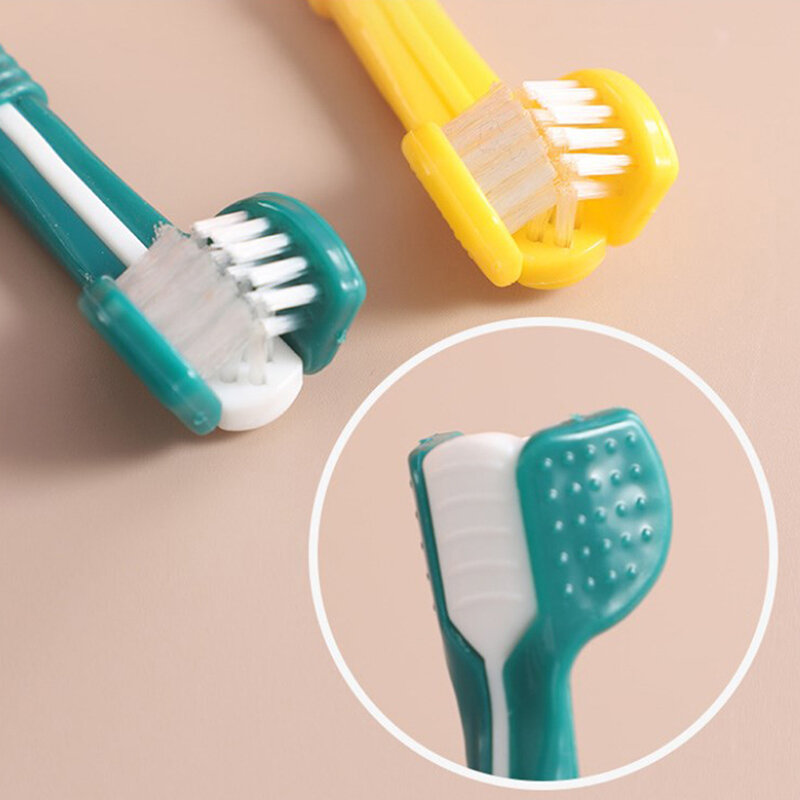 فرشاة أسنان متعددة الزوايا ثلاثية الجوانب للحيوانات الأليفة ، فرشاة تنظيف الكلاب والقط ، أداة العناية بالأسنان الكريهة