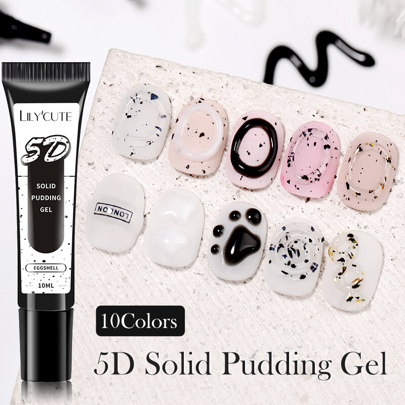 LYCUTE 10ml 5D Solid Pudding Nail Gel Translucent Korean Style Liner Emboss Painting Texture Gel Nail Art Decoration