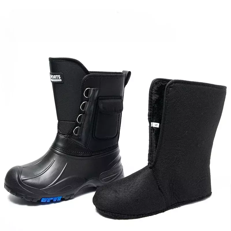 Мужские Водонепроницаемые ботинки со стальными гвоздиками, теплая плюшевая обувь для альпинизма и рыбалки, зима 2024