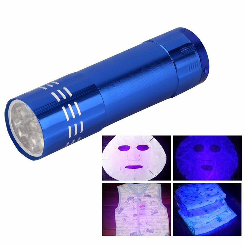 Mini linterna LED UV ultravioleta, lámpara de aluminio impermeable, herramienta de iluminación táctica portátil para exteriores, 4,5 V, 9 LED