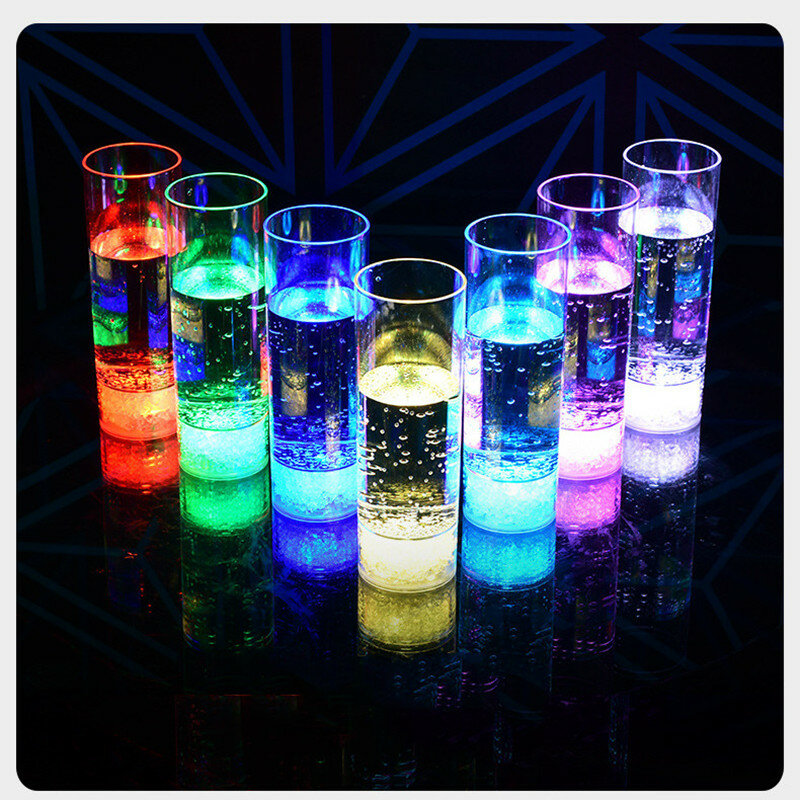 1 buah kacamata lampu LED gelas sampanye seruling Cocktail berkedip untuk pesta Bar Malam klub minuman Natal pernikahan gelas tabung panjang