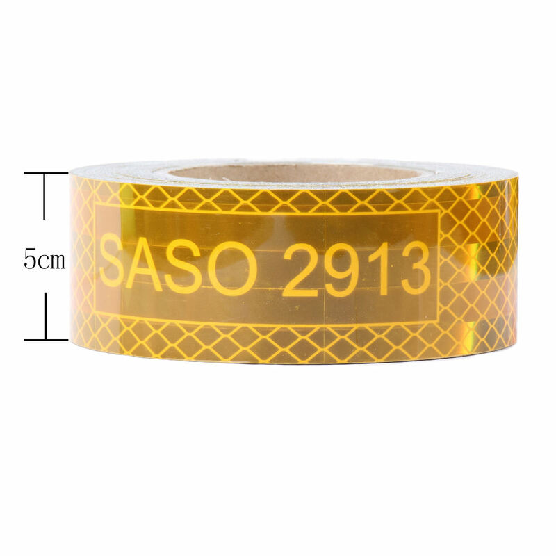 SASO-2913 Adesivos reflexivos, alta visibilidade, chapeamento PET, alumínio Reflectors Tape, fita adesiva, conspicuidade para caminhão, 5cm * 10m