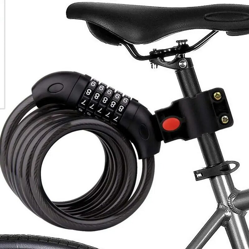 Candado para bicicleta de 1,5 M y 5 pies, candados para cadena de Cable de motocicleta y patinete, combinación segura de 5 dígitos, Cables resistentes de 0,5 "/12mm de diámetro