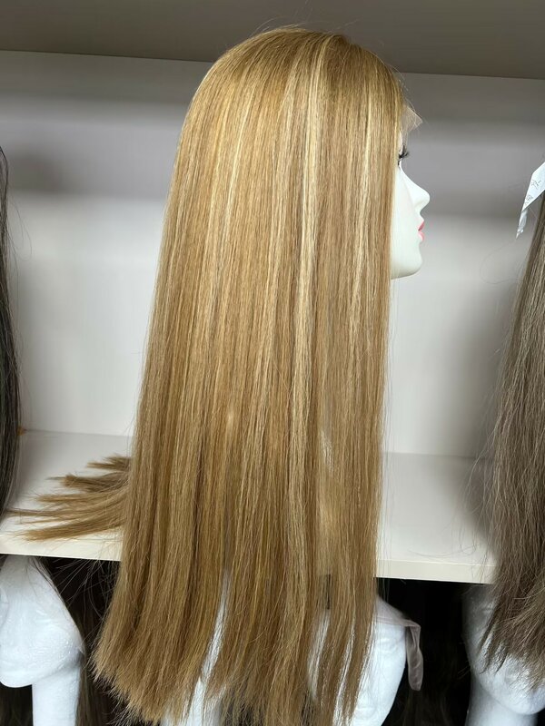 TsingTaowigs-Perruque blonde en dentelle, cheveux naturels lisses, 22 pouces, en vente, livraison gratuite