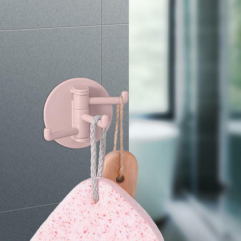 Non Marking Rotary Hook Kitchen Bathroom Wall Towel Hook 3 Branch Home Plain Color Hook Nail Free Adhesive Hook