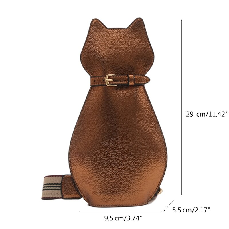 Bolso bandolera portátil con forma gato, bolso hombro para entusiastas los gatos