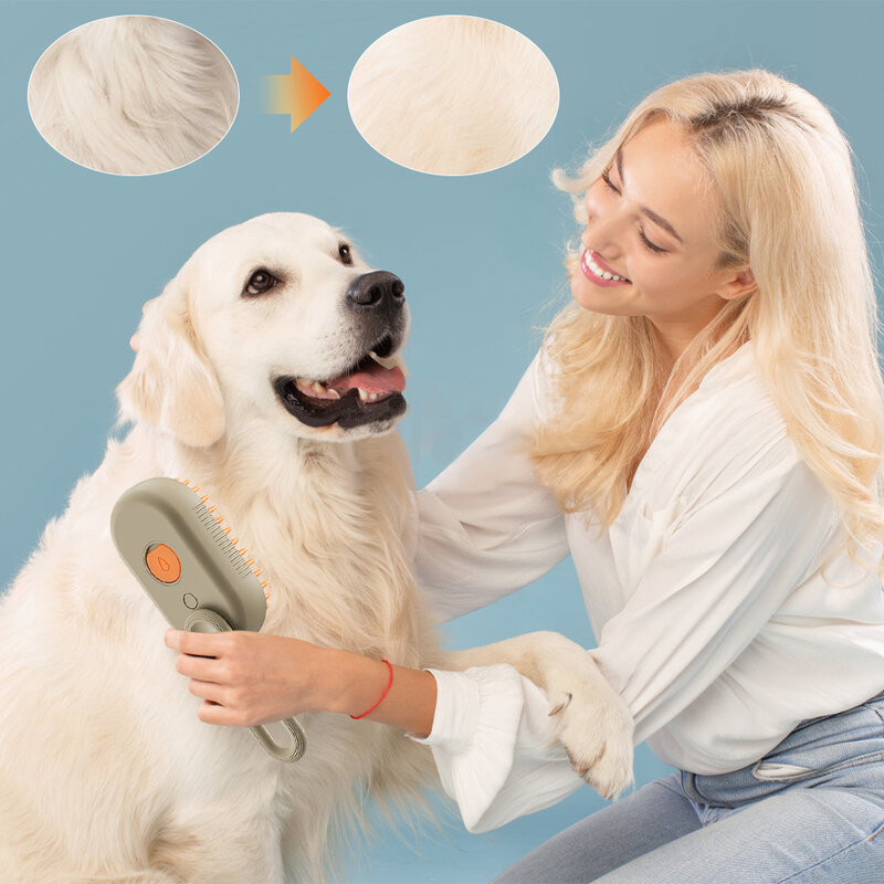 Pet Dog Water Brush, Spray elétrico, escova de vapor, Silicone macio, depilação, Dog Grooming Suprimentos, Pet Acessórios, 3in 1