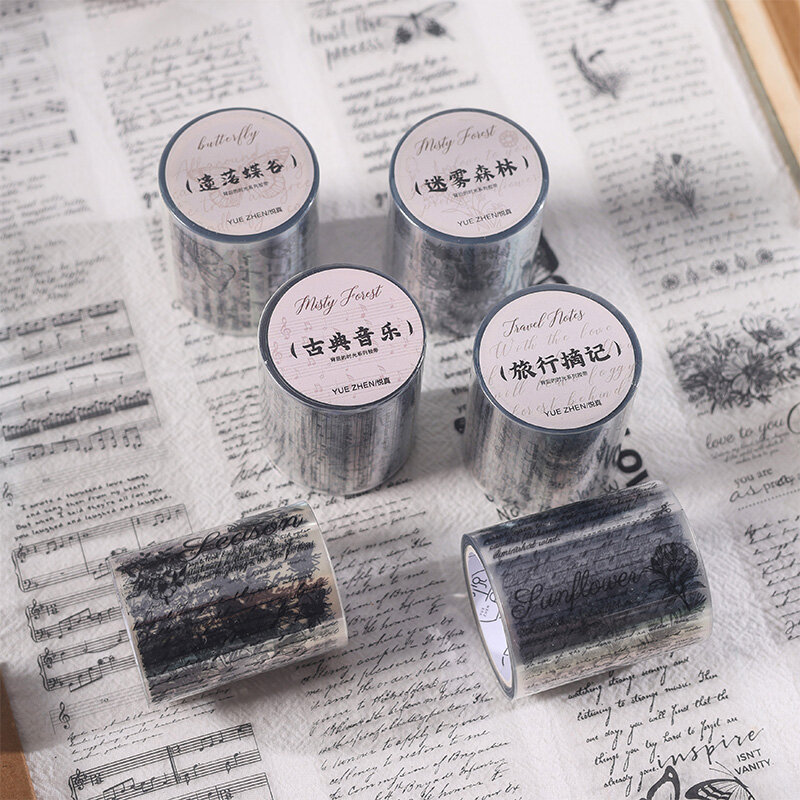 Yoofun-Cinta adhesiva de letras de bosque para mascotas, estilo Retro, libro de recortes, diario, letras de escritura en inglés, Vintage, 5x300cm