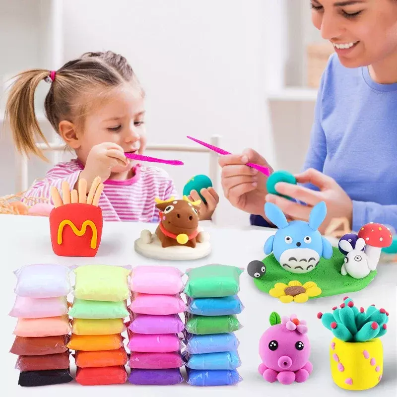 36 kolorów polimerowych lekka glina dzieci puszysta miękka plastelina zabawka modelująca gliniane placiele szmaty zabawki do tworzenia kreatywnych glinianych prezent dla dzieci