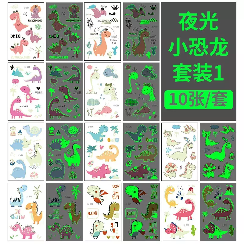 10 Pack Glowing Tattoos Facial Temporary Color Glowing Watch Animal Tattoos Kids Cute Tattoo Stickers Kids Body Tattoos