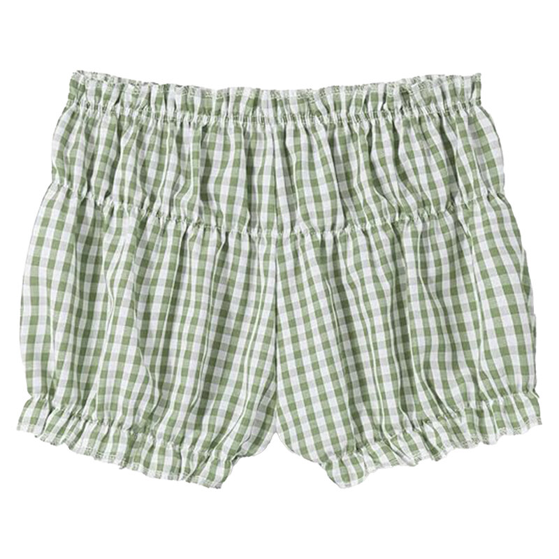 Women Casual Ruffled Plaid Shorts Low Rise Frilly Panties Shorts Hot Pants Homewear Loungewear Sleepwear Pajama Bottoms