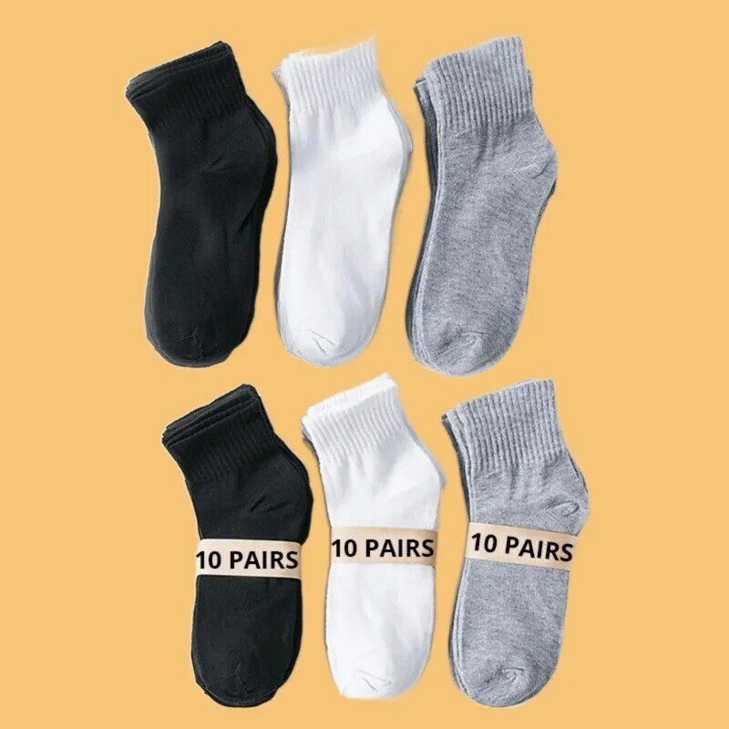 10 pasang/lot kaus kaki kasual pria kaus kaki bisnis antilembap kain lunak elastis Medium untuk semua musim EU38-45