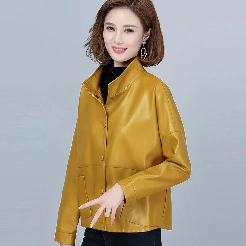 Wysokiej jakości kurtka ze skóry sztucznej damski 2024 wiosenny i jesienny nowy krótki koreański płaszcz Outwear sztuczny kożuch luźne bluzki damskie