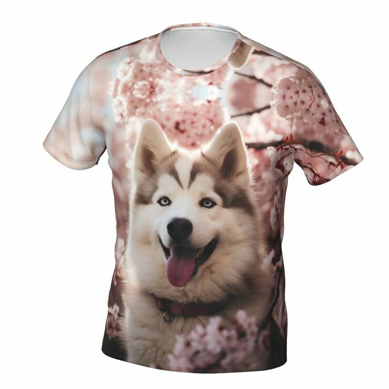 Camiseta informal Y2K para hombre, camisa de calle de gran tamaño, estampado 3D, patrón de Husky, ropa fresca y transpirable, top de manga corta, Verano