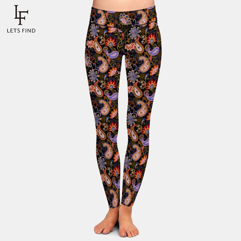 Женские брюки LETSFIND, модные красивые леггинсы с принтом пейсли для фитнеса, пикантные эластичные леггинсы с высокой талией