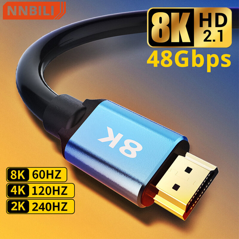 8K HDMII-compatível 2.1 cabo para caixa de TV Xiaomi PS5 HUB USB 8K @ 60Hz cabo 48Gbps eARC Dolby Vision HD 1m 2m 3m 5m 10m 15m 20m