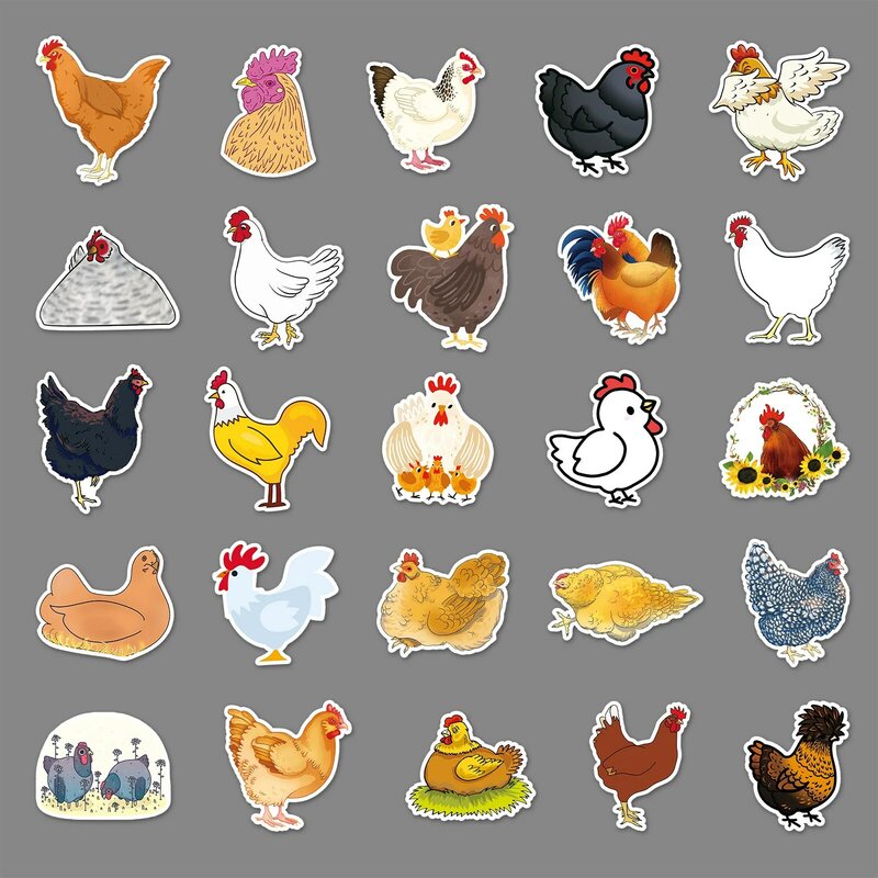 50Pcs Cute Cartoon Chicken Series Graffiti Stickers adatto per caschi per Laptop decorazione Desktop adesivi fai da te giocattoli all'ingrosso