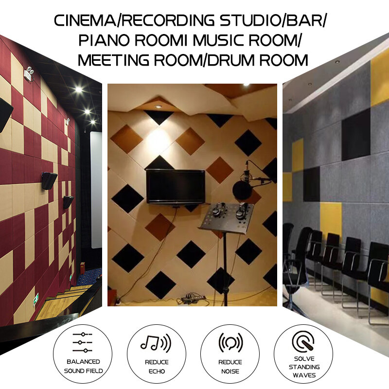 6 Buah Persegi Kedap Suara Panel Akustik Kedap Suara Panel Dinding Belajar Kantor KTV Pembibitan Isolasi Kebisingan Dekorasi Dinding Dekorasi Rumah
