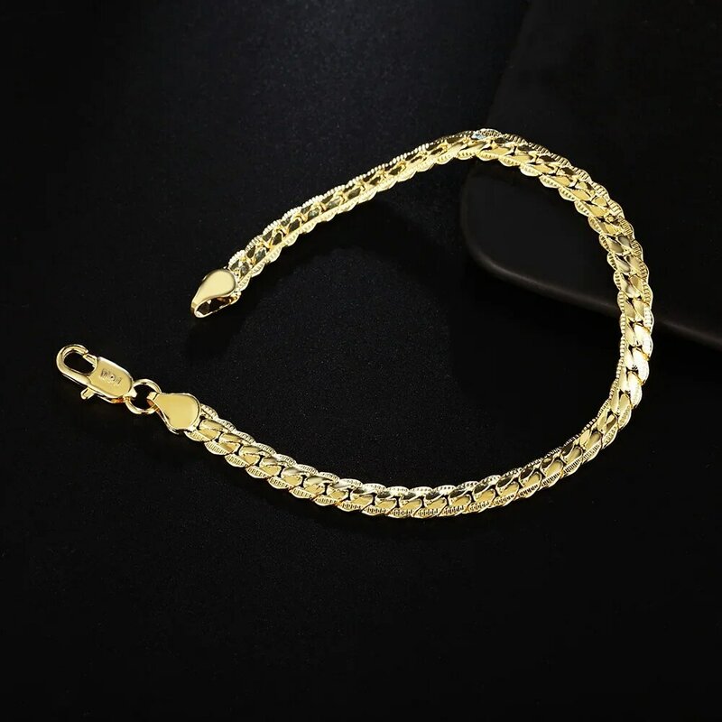 Pulseiras de corrente de cobra personalizadas para homens e mulheres, banhado a ouro 925, jóias da moda, presentes de Natal, 5mm