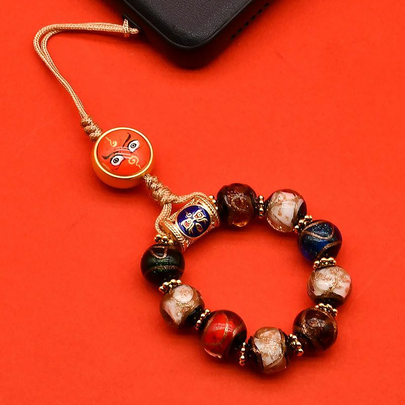 Duobao-Corde de téléphone portable en perles de verre cinq couleurs pour femme, sac torsadé à la main, lanière, clé, pendentif, perles porte-bonheur, bijoux pour petite amie