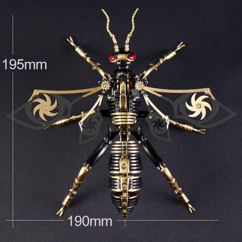 Longpin DIY buatan tangan warna 3Dmetal baja nirkarat sekrup mekanis rakitan dengan serangga tawon, santai puzzle hadiah kepribadian