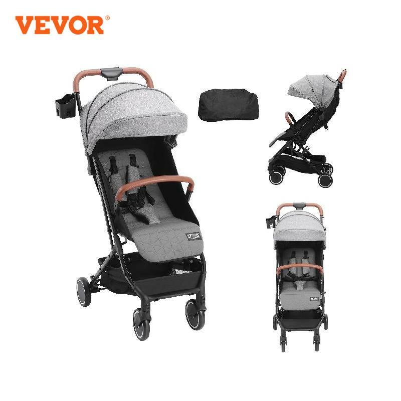 Стандартная детская коляска VEVOR, прогулочная коляска для малышей с регулируемой спинкой на 95-175 ° и регулируемой подставкой для ног на 0/90 °, складывается одним нажатием