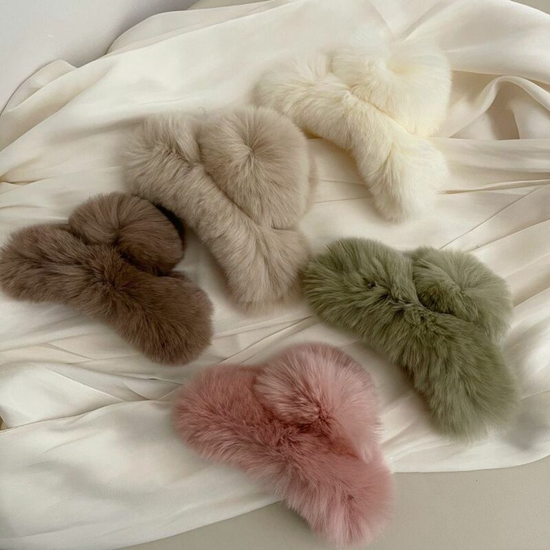 All-match Autumn Winter Headwear Rabbit Fur Plush Hair Claw Female Hair Accessories Korean Style Hair Clip Leopard Grasp Clip