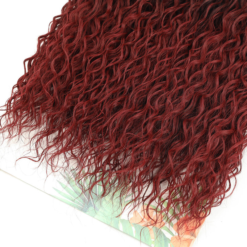 Synthetic Curly Hair Bundles 9Pcs Full Head Hair Extension Kinky Curly Fake Hair Organic Fiber Long Weave Hair Ombre Red Hair