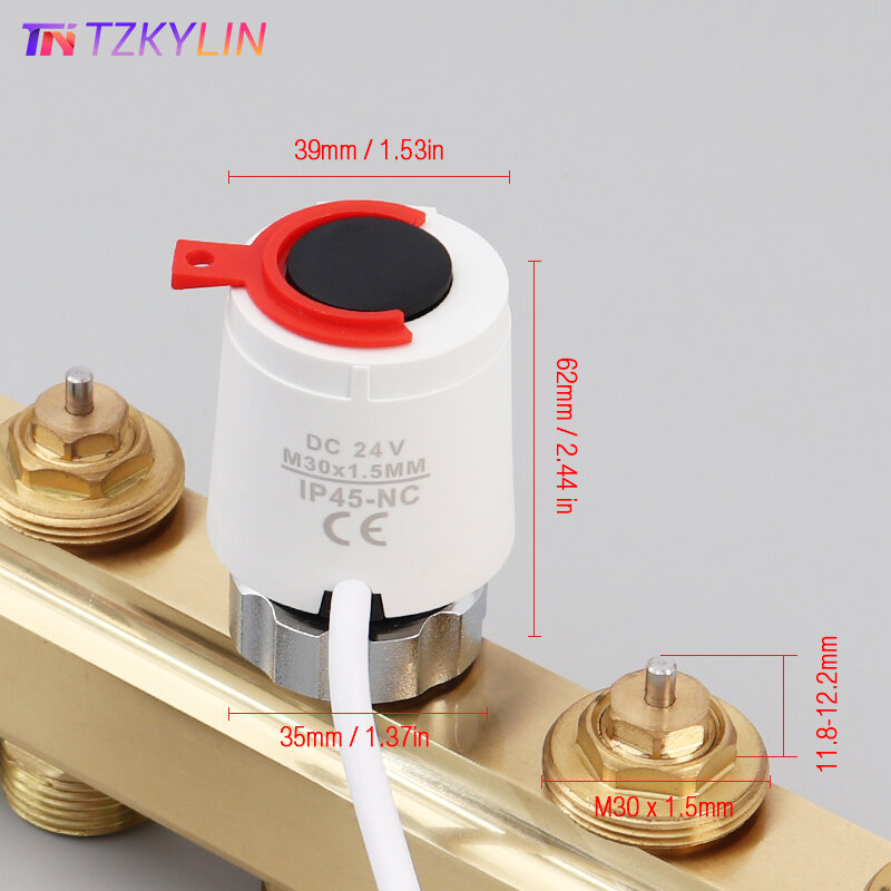 Actuador térmico eléctrico para calefacción por suelo radiante, dispositivo de 24V normalmente cerrado NC M30 x 5/10mm, Radiato TRV, 1/1,5 piezas