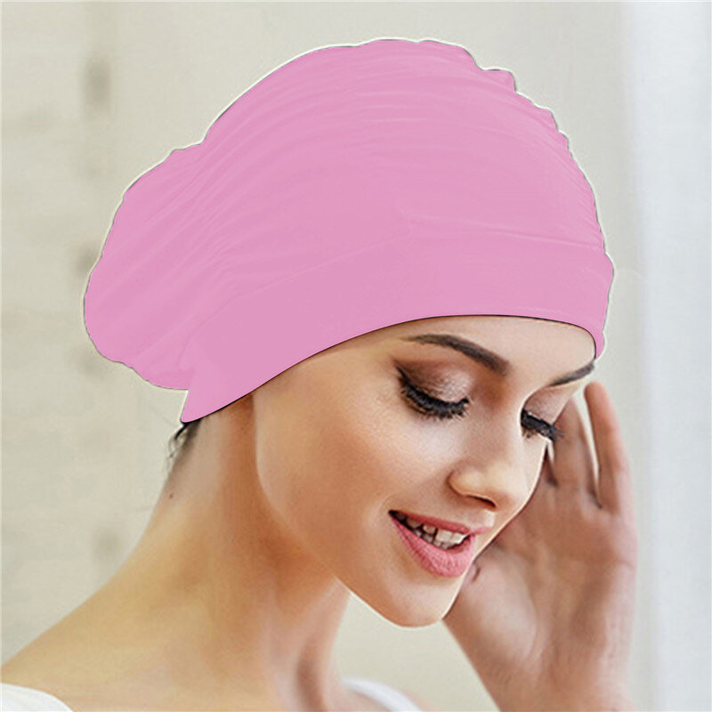 Bonnet de bain pour femmes et filles, unisexe, cheveux longs, Turban en Nylon élastique, taille libre