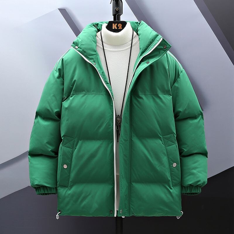 남성용 다운 코튼 코트 겨울 재킷, 짧은 루즈 레저 파카, 두껍고 따뜻한 트렌드 아웃웨어, 연인 학생 오버코트, 2023 신상