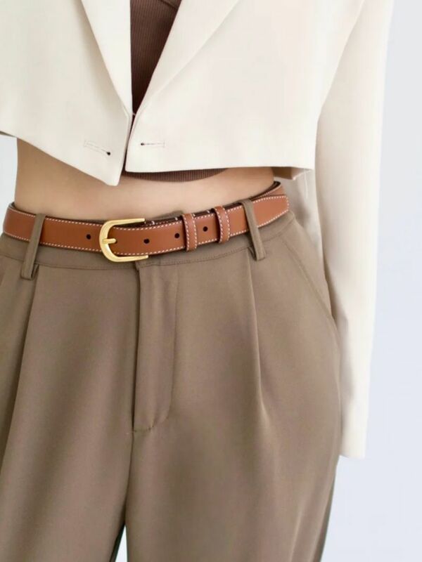 Cinturón de cuero genuino de vaca para mujer, correa de cintura de diseñador de moda, pantalones casuales, marca de lujo de alta calidad, 2024