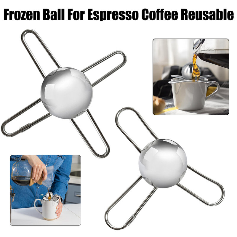 Reutilizável Ice Ball Cooling Coffee Tool, Bolas de gelo de aço inoxidável, Sabor Enhancer, Gadgets para Espresso, Congelado