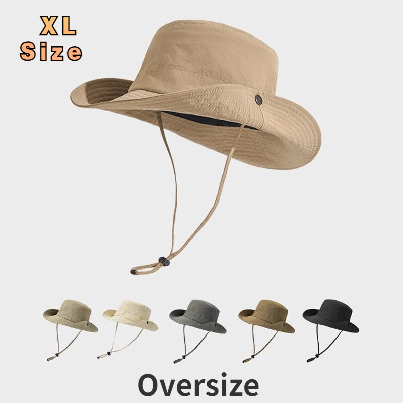 XL topi Bucket ukuran besar pria wanita, topi Boonie mendaki perlindungan UV UPF50 untuk pria wanita, topi matahari koboi cepat kering