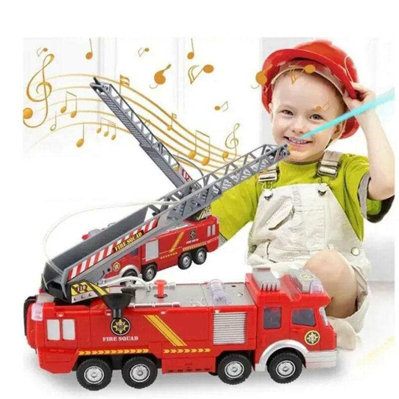 شاحنة إطفاء رش المياه الكهربائية للأطفال ، هدية محاكاة ، شاحنة لعبة ، موديل موسيقي ، عالمي ، D8C4